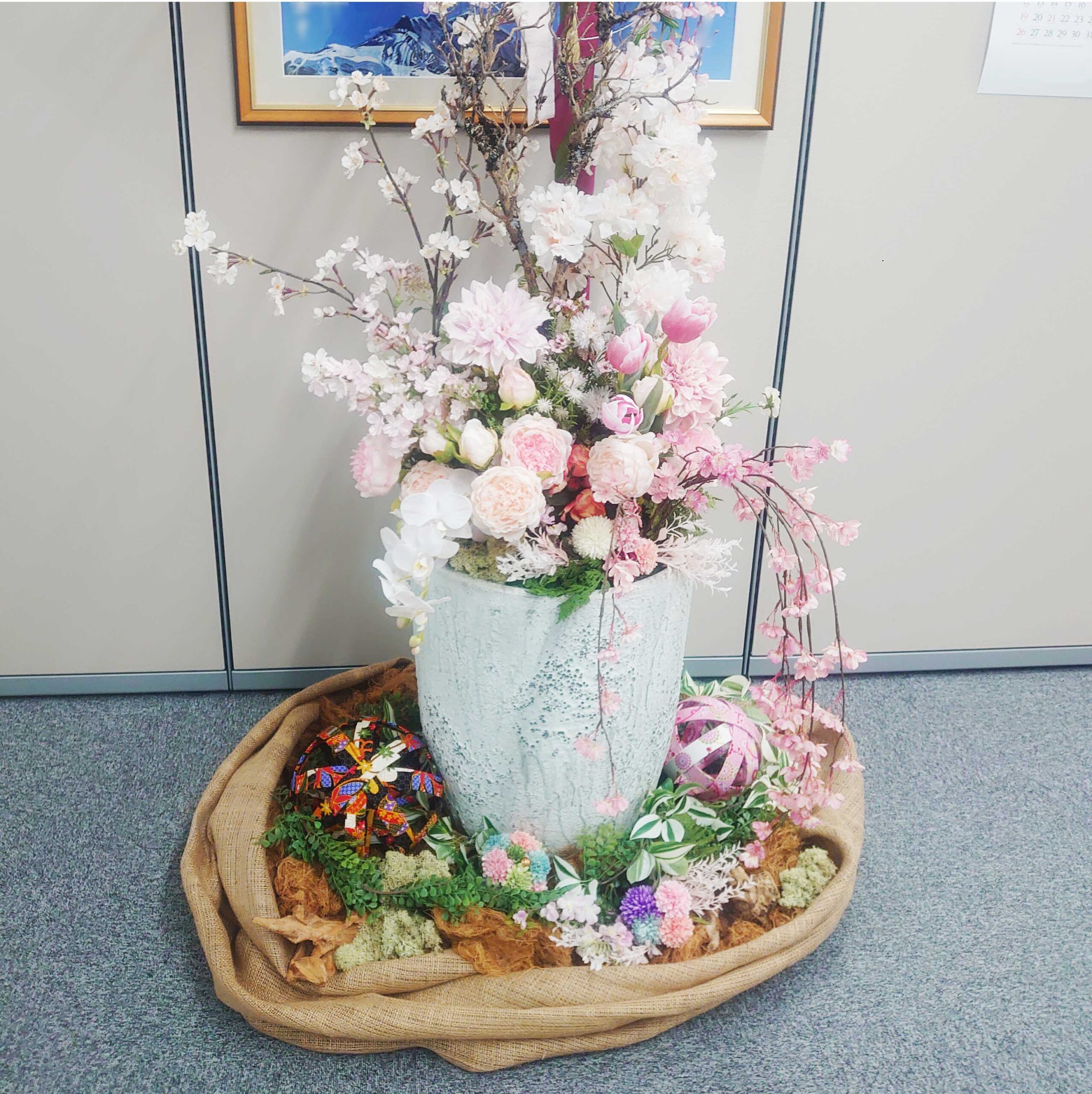 和傘と桜の装飾
